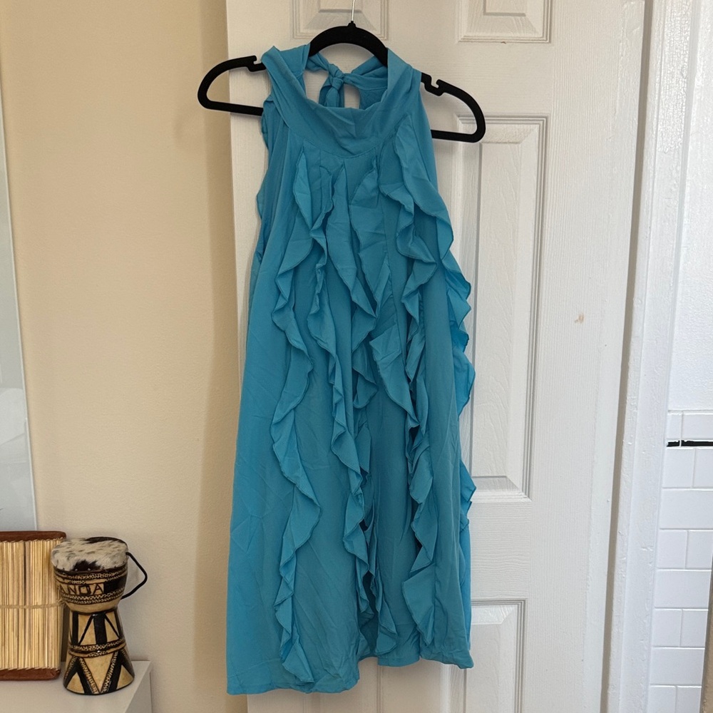 Elegant Blue Ruffle Dress